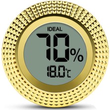 Cigarloong Kesme Kenar Dijital Higrometre Nem Ölçer Yuvarlak Gold