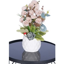 Yapay Çiçek Sitesi Beton Saksıda Yapay Top Krizantem Pudra