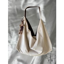 El Yapımı Krem Kadife Ayıcık Charm Çanta