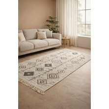 Bohem Etnik Desenli Çift Taraflı Yıkanabilir Ev Içi ve Dış Mekan Uyumlu Günlük Kullanıma Uygun Kilim