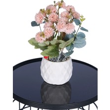 Yapay Çiçek Sitesi Beton Saksıda Yapay Top Krizantem Somon