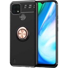 Realme C25 Kılıf Nxar Ravel Silikon Kapak-Siyah-Rose Gold
