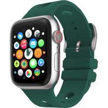 Watch 10 46MM Delikli Tasarım Zore KRD-147 Silikon Kordon - Koyu Yeşil