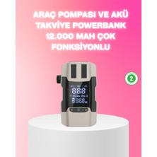MegaSepet Araç Hava Pompası ve Akü Takviye Powerbank 12.000 Mah Çok Fonksiyonlu - ME001W-51T3L8