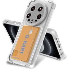 Xiaomi Mi 14 Ultra Kılıf Airbag Tasarımlı Şeffaf Kartlıklı Nxar G-Kart Kapak-Renksiz