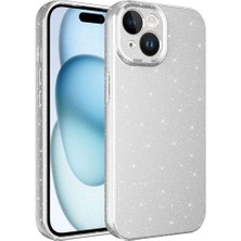 iPhone 15 Uyumlu Kamera Korumalı Simli Lüks Nxar Koton Kapak-Gümüş