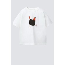 Monila Unisex Çocuk Pamuklu Bisiklet Yaka Baskılı T-Shirt