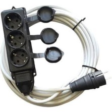 İNWATT 5mt 3 Lü Priz Ex-Proff 3x2.5 Ttr Beyaz Kablo Kauçuk Seyyar Uzatma