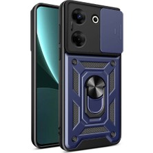 Tecno Camon 20 Pro 4g Kılıf Magnetik Standlı Kamera Korumalı Nxar Sürgülü Vega Kapak-Mavi