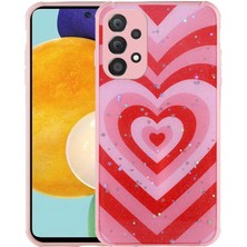 Galaxy A32 4g Kılıf Simli Desenli Kamera Korumalı Parlak Nxar Popy Kapak-Kalp