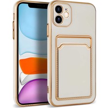 Apple iPhone 12 Kılıf Nxar Bark Kartlıklı Kapak-Beyaz