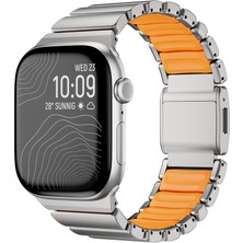 Watch 44MM Zore KRD-152 Titanyum Silikon Kordon - Gri-Turuncu