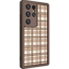 Galaxy S23 Ultra Kılıf Kamera Korumalı Baskılı Arka Yüzey Nxar Klas Kapak-Açık Kahve