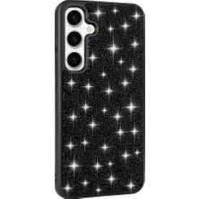 Galaxy S24 Kılıf Parlak Taşlı Tasarım Nxar Pırlanta Kapak-Siyah