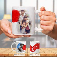 Asilmeydan Kişiye Özel Atatürk ve Bayrak Temalı Fotoğraf Baskılı Çift Yön Kişiye Özel Hediyelik Kupa Bardak