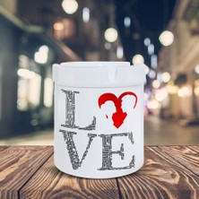 Asilmeydan Love Yazılı Romantik Çift Baskılı Küllük Seramik Kül Tablası-201