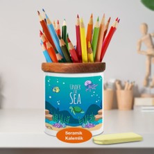 Denizaltı Yaşamı Ahşap Seramik Kalemlik - 2147816701