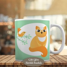 Asilmeydan Şaşkın Kedi ve Daldaki Kuş Kupa Bardak Hediyelik-23-2147506010