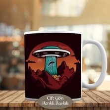 Asilmeydan Ufo Gemisine Işınlanan İnsan Baskılı Kupa Bardak Hediyelik-9758