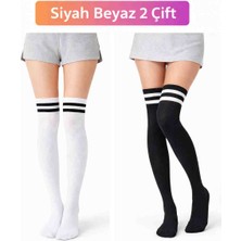 Algitsin O L A Kadın Dizden Çorap 2 Li Set Siyah Beyaz