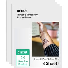 Cricut Crıcut 2012791 Yazdırılabilir Geçici Dövme Kağıdı Transparan 21.6X27.9CM 3 Sayfa