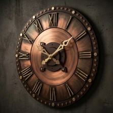BAYILDIM Han Clock 3D Ahşap Duvar Saati (Çelik Civatalı) 60 cm Bakır