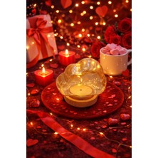 Seymen Bıçakçılık Kalp Şeklinde LED Işıklı Cam Dekoratif Lamba | Ahşap Tabanlı Romantik Ortam Aydınlatması, Hediyelik