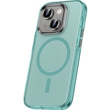 Apple iPhone 15 Plus Kılıf Airbagli Magsafe Wireless Şarj Özellikli Lens Koruyuculu Nxar Klaptika Kapak-Koyu Yeşil