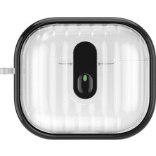 Airpods 4 Kılıf Kenarları Renkli Şeffaf Dilimli Silikon Uyumlu Nxar Airbag 40 Kılıf-Siyah