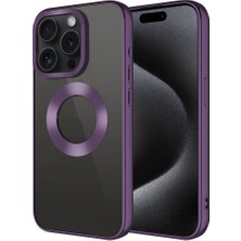 iPhone 15 Pro Max Uyumlu Tek Kamera Çerçeveli Logo Gösteren Nxar Omega Kapak-Derin Mor