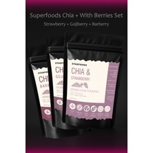 Zencefil Organik Chia Tohumu 3'lü Set Superfoods Çilekli Chia Tohumu + Gojiberry Chia + Zereşk Chia Chia Seeds Set