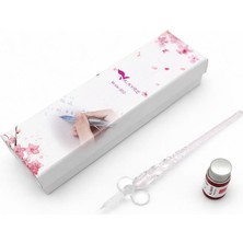 Valkyrie Cam Dip Kalem Seti – El Yapımı Şeffaf Cam Kaligrafi ve Imza Kalemi - Hediye Kutulu