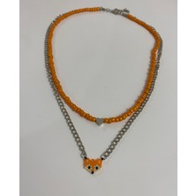 Pink Miyuki Turuncu Tilki Kalpli Kolye