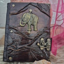 Legend Deri Fil  Antik Kahverengi Eskitme Hakiki Şamua Kağıt Hediyelik Anı Günlük Ajanda Defter