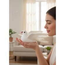 Nettenevime Yapay Kuş Beyaz Güvercin Dekoratif Beyaz Kumru Güvercin 18CM