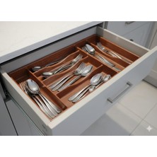 abnturk 37X49 Ebatlarında 7 Gözlü Ahşap Görünümlü Plastik  Çekmece Içi Kaşıklık