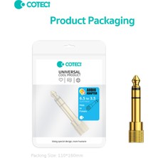 Coteci 6.5mm Erkek To 3.5mm Dişi Ses Dönüştürücü Jak Jack Altın Uçlu Gitar Amfi Org Kulaklık Çevirici