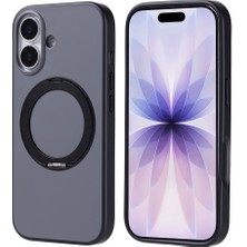 iPhone 17 Kılıf M-Safe Şarj Özellikli Standlı Nxar Proton Silikon Kapak - Siyah
