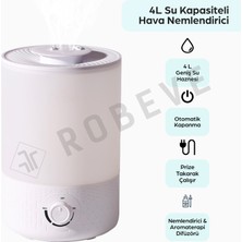 Robeve Rbh-02 Ultrasonik Hava Nemlendirici Aroma Difüzörü 4 Litre Buhar Makinesi 4l Nemlendirici - Otomatik Kapanma Sessiz Çalışma Ayarlanabilir Buhar Seviyesi