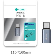 Coteci Android ve 15 16 17 iPhone Lightning To Type-C Dönüştürücü Adaptör Şarj Data Aktarıcı Mini Çevirici