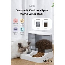 Mersi Shop Otomatik Kedi Mama ve Su Kabı 2’si 1 Arada Yerçekimli Büyük Hazneli Besleyici