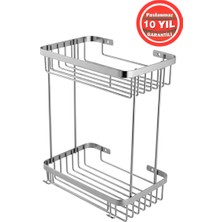 Banyom Home Clk Paslanmaz Çelik SUS304 Kalite Taci 2'li Şampuanlık Banyo Rafı Krom Renk