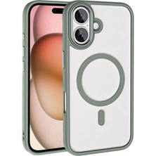 Apple iPhone 16 Kılıf Wireless Şarj Özellikli Nxar Krom Magsafe Silikon Kapak-Titanyum-Gri
