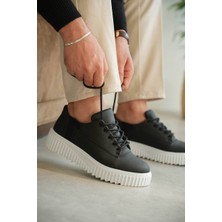 Zapatos KB-X516 Erkek Günlük Bağcıklı Cilt Spor Sneaker Ayakkabı Cbt - Siyah