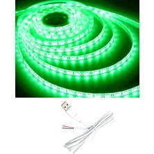 Powerr Led Aydınlatma 5 Metre 5 Volt 2835 Smd Yeşil Iç Mekan 60 Ledli Şerit USB Li Beyaz Güç Kablosu Set