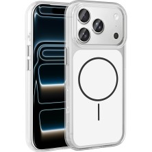 iPhone 17 Pro Kılıf M-Safe Şarj Özellikli Metal Buton Tasarımlı Zore Ikonik Sert Silikon Kapak - Bey