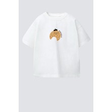 Monila Unisex Çocuk Pamuklu Bisiklet Yaka Baskılı T-Shirt