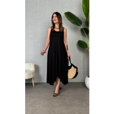 Etiler Collection Kadın Çan Dokuma Kumaş V Yaka Asimetrik Kesim Elbise