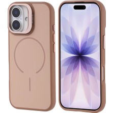 iPhone 17 Kılıf M-Safe Şarj Özellikli Kamera Standlı Zore Notron Kapak - Gold