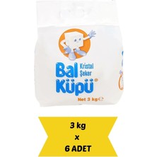 Bal Küpü Toz Şeker 3 kg x 6 Adet - %100 Şeker Pancarı | Toplam 18 kg Hijyenik Paket